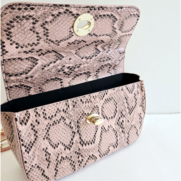 Topshop Shoulder Bag Pink Snake Print Baguette Maximalist Cocktail Party Kawaii - Picture 7 of 14